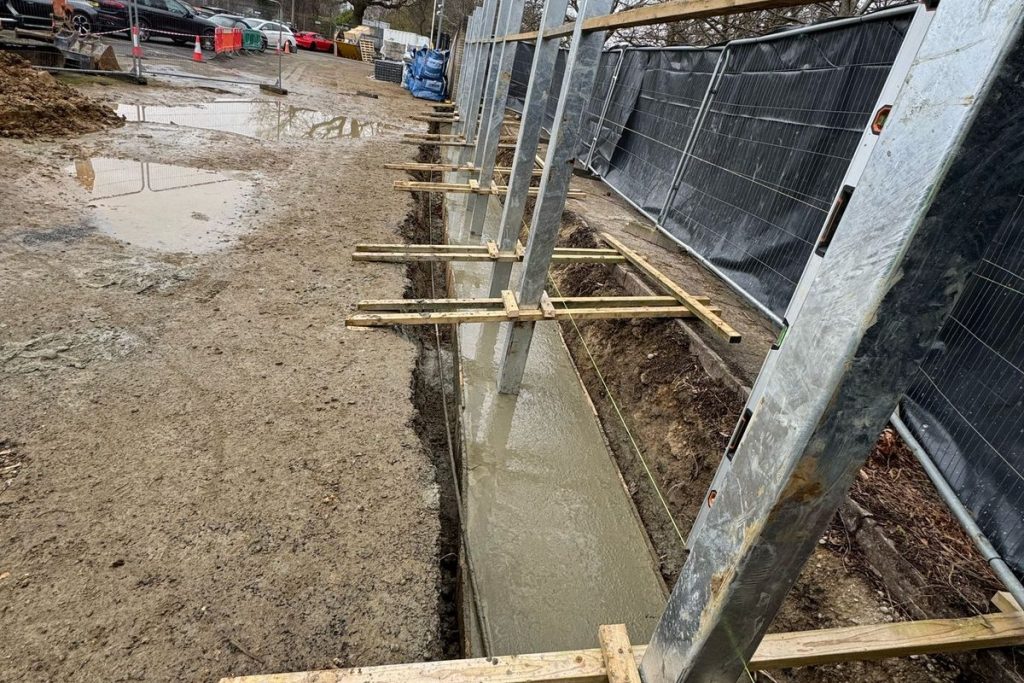 Excavation and formwork for the retaining wall foundation, Colchester