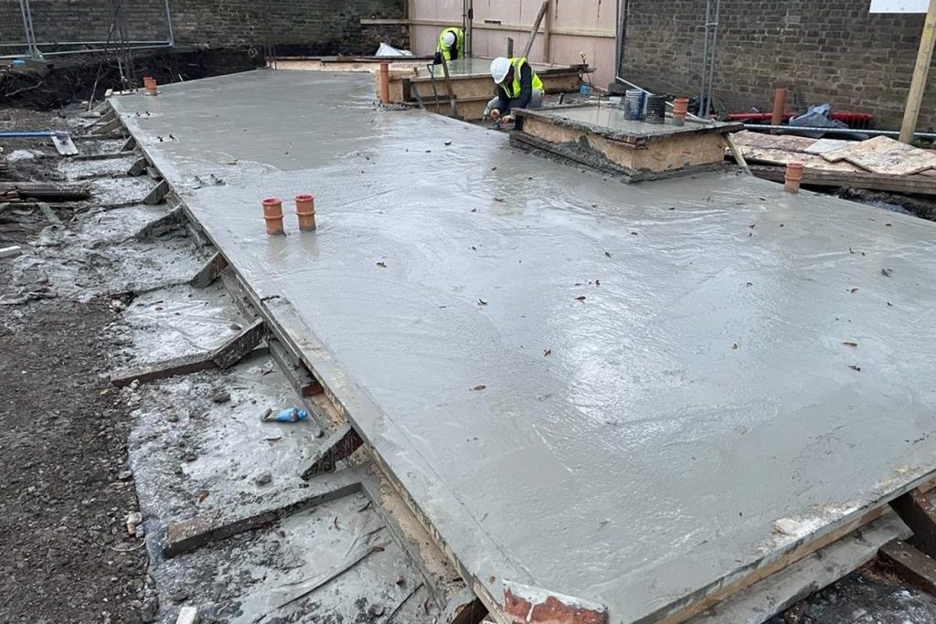 Completed reinforced slab with edge formwork, Lewisham